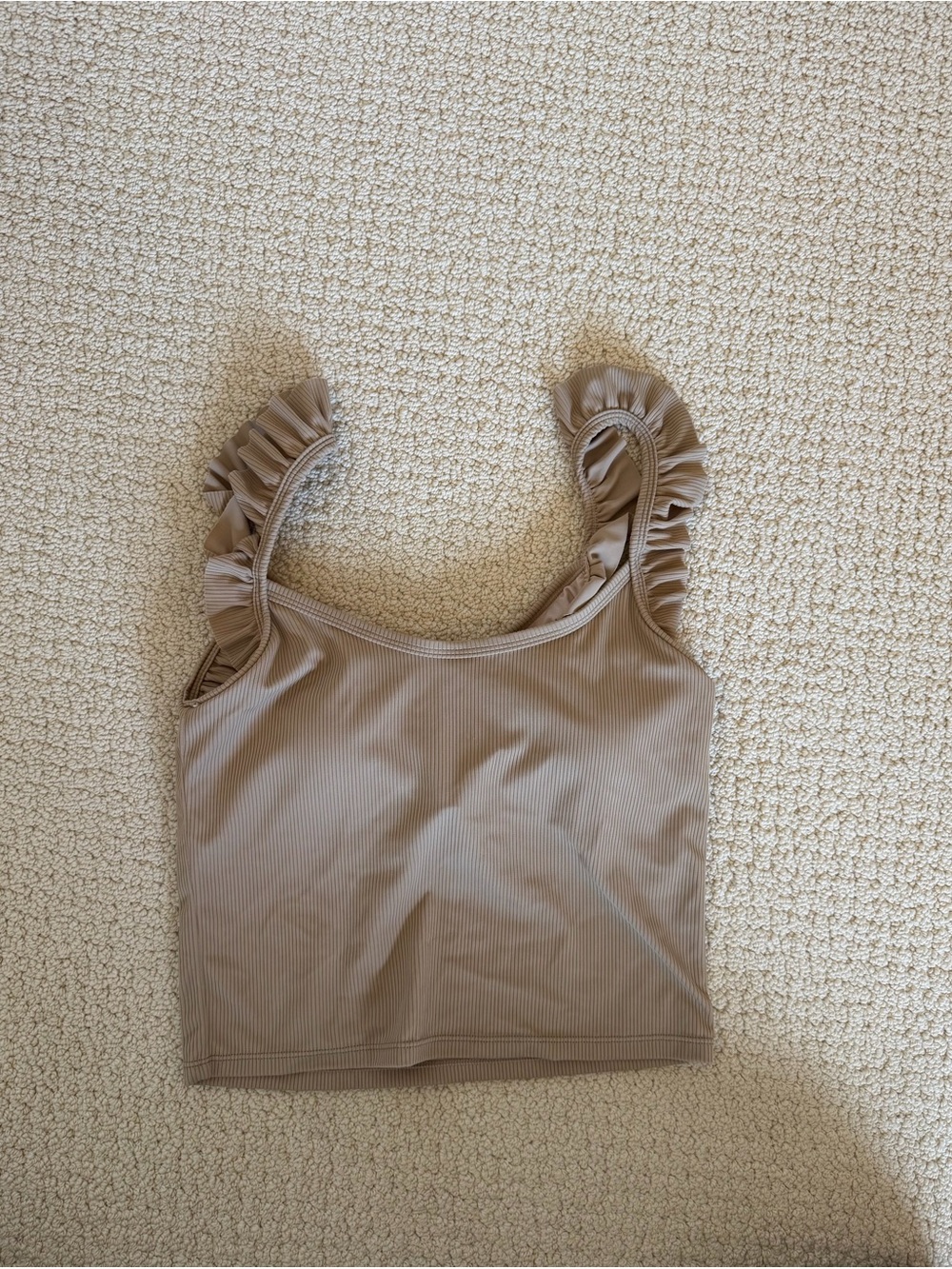 Kortni Jeane Ruffled Strap Tank Top - Taupe